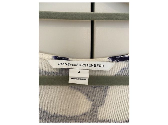 Diane Von Furstenberg Dvf Marlene vestido largo de seda con estampado shibori Blanco Azul - vista 7
