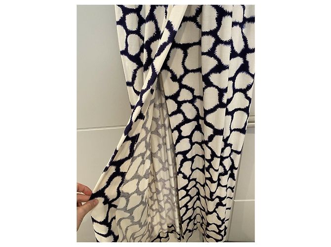 Diane Von Furstenberg Dvf Marlene vestido largo de seda con estampado shibori Blanco Azul - vista 8