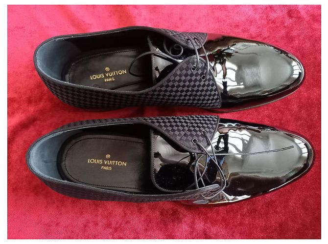 Scarpe Derby Louis Vuitton Uomo Pelle e Tela Damier Nera Nero - vista 2