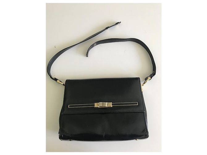 Vintage 1960s Schwarze Ledertasche - Ansicht 10