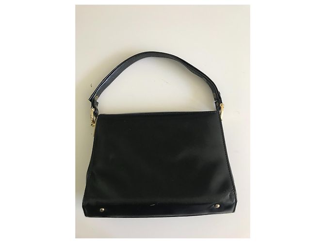 Vintage 1960s Schwarze Ledertasche - Ansicht 12