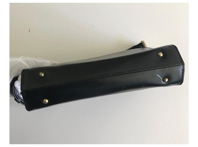 Vintage 1960s Schwarze Ledertasche - Ansicht 13