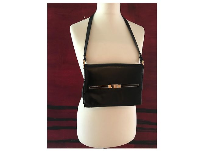 Vintage 1960s Schwarze Ledertasche - Ansicht 16