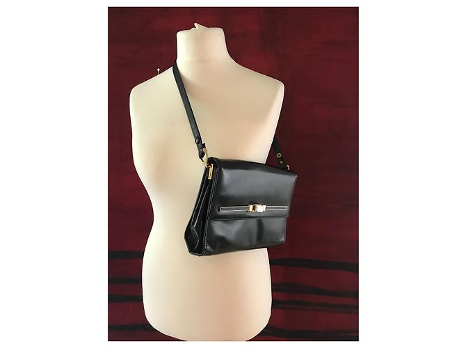Vintage 1960s Schwarze Ledertasche - Ansicht 17