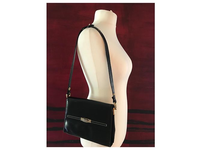 Vintage 1960s Schwarze Ledertasche - Ansicht 18