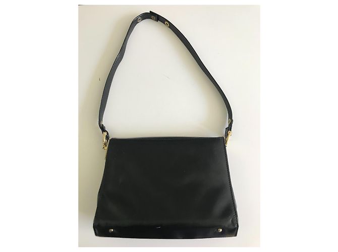 Vintage 1960s Schwarze Ledertasche - Ansicht 2