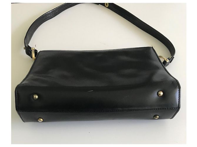 Vintage 1960s Schwarze Ledertasche - Ansicht 3