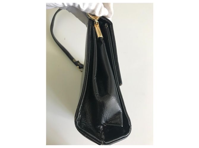 Vintage 1960s Schwarze Ledertasche - Ansicht 4