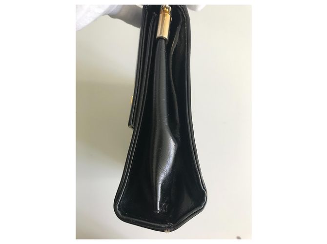 Vintage 1960s Schwarze Ledertasche - Ansicht 5