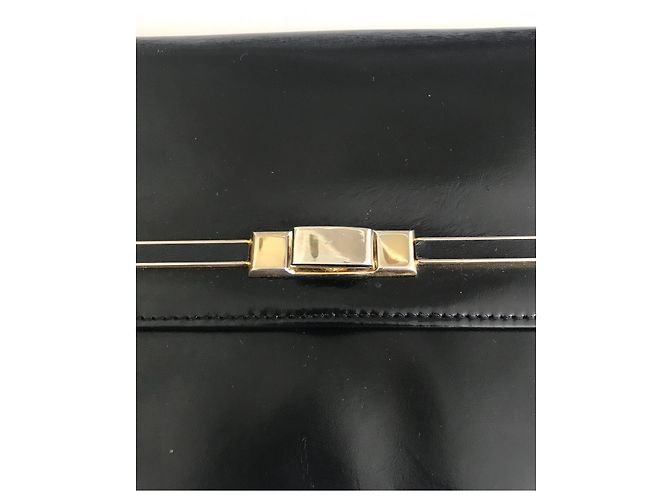 Vintage 1960s Schwarze Ledertasche - Ansicht 6