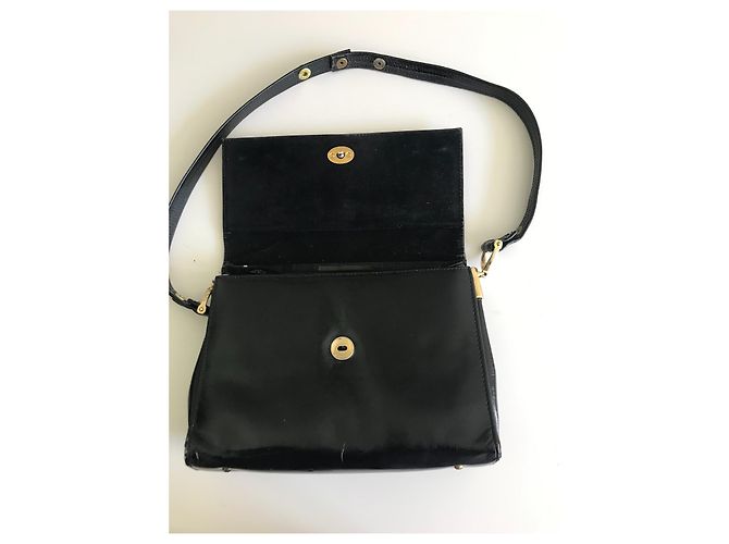 Vintage 1960s Schwarze Ledertasche - Ansicht 8