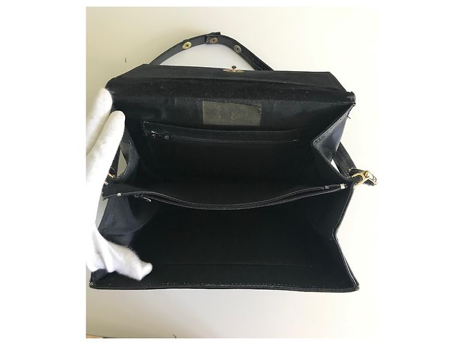 Vintage 1960s Schwarze Ledertasche - Ansicht 9