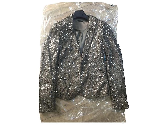 Ikks Blazer Jacket Khaki Sequin Metallic - view 3