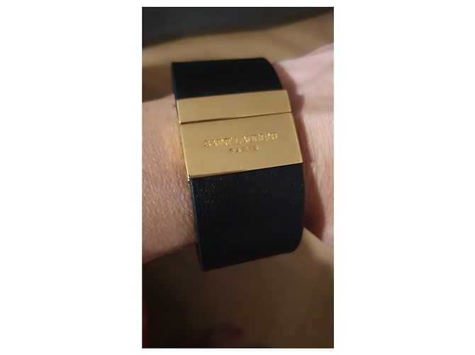 Yves Saint Laurent BRACCIALE ID SAINT LAURENT IN PELLE E METALLO Nero - vista 2