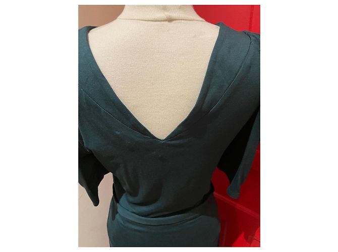 Agnès b. Kleid Dunkelgrün Viskose - Ansicht 4