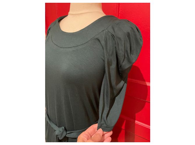 Agnès b. Kleid Dunkelgrün Viskose - Ansicht 5