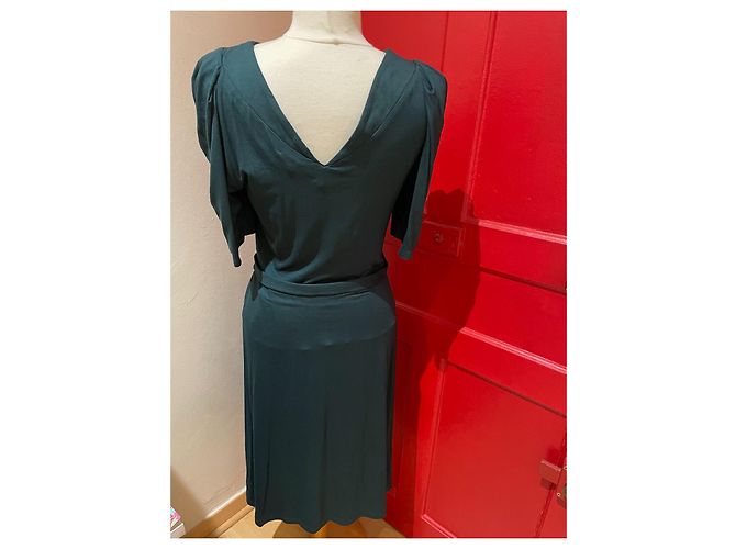 Agnès b. Kleid Dunkelgrün Viskose - Ansicht 7