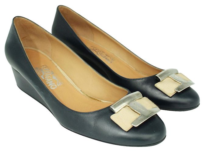 Salvatore Ferragamo Zeppe blu navy - vista 2