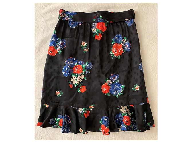 Falda Tory Burch de seda jacquard azul marino con motivos florales Multicolor - vista 2
