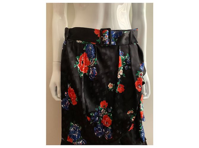 Falda Tory Burch de seda jacquard azul marino con motivos florales Multicolor - vista 5