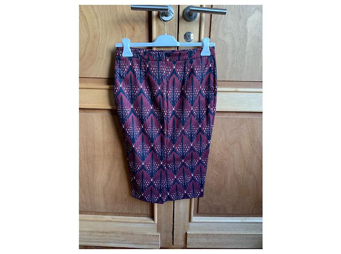 Falda lápiz Chloé Stora rojo oscuro algodón Burdeos - vista 2