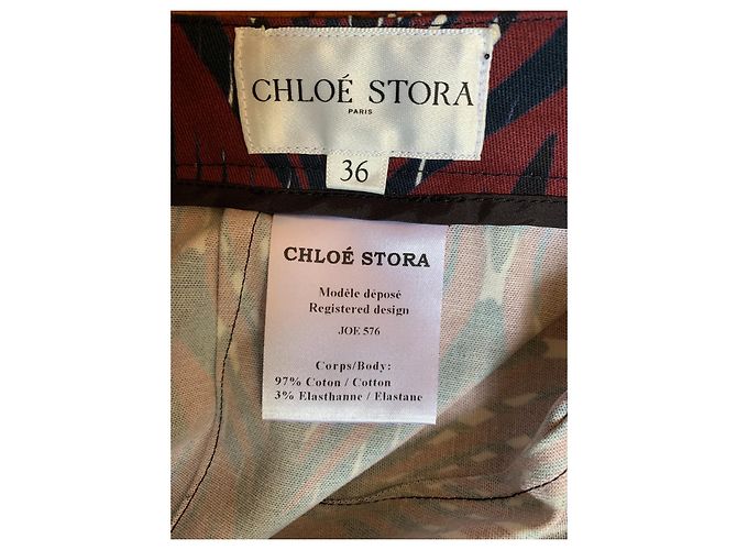 Falda lápiz Chloé Stora rojo oscuro algodón Burdeos - vista 3