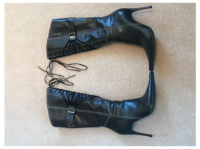 Botas Casadei de piel negra con tacón alto Negro - vista 3