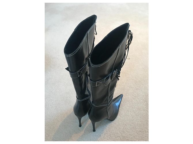 Botas Casadei de piel negra con tacón alto Negro - vista 4