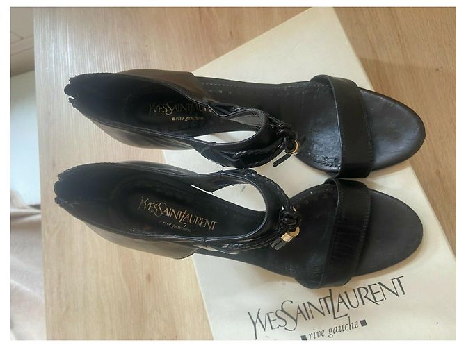 Yves Saint Laurent YSL vintage giada sandalo vintage (raro) Nero - vista 8