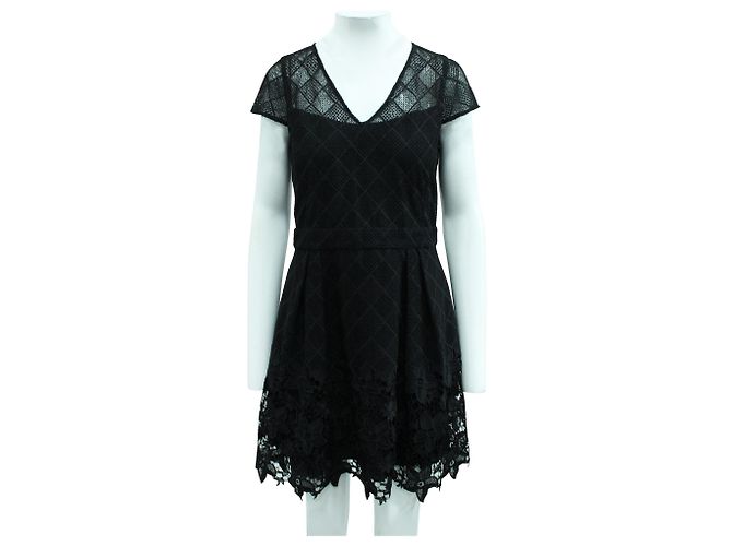 Comptoir Des Cotonniers Schwarzes Spitzenkleid mit zartem V-Ausschnitt - vue 2