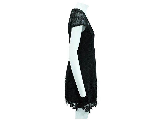 Comptoir Des Cotonniers Schwarzes Spitzenkleid mit zartem V-Ausschnitt - vue 4
