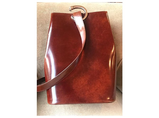 Zaino Cartier Jaguar in pelle marrone - vista 8