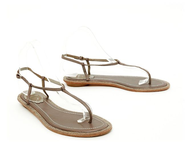 Sandali bassi Rene Caovilla in pelle taupe - vista 2