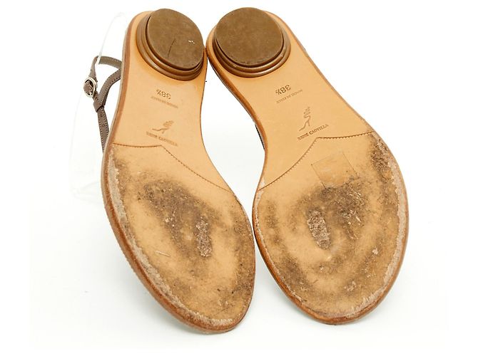 Sandali bassi Rene Caovilla in pelle taupe - vista 5