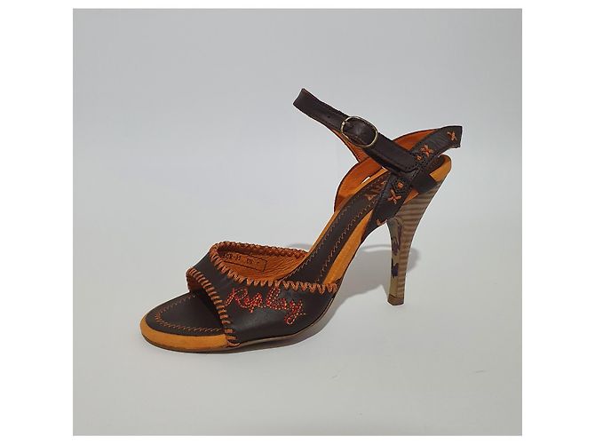 Autre Marque Replay Leder Pumps Braun Orange Größe 37 - Ansicht 2