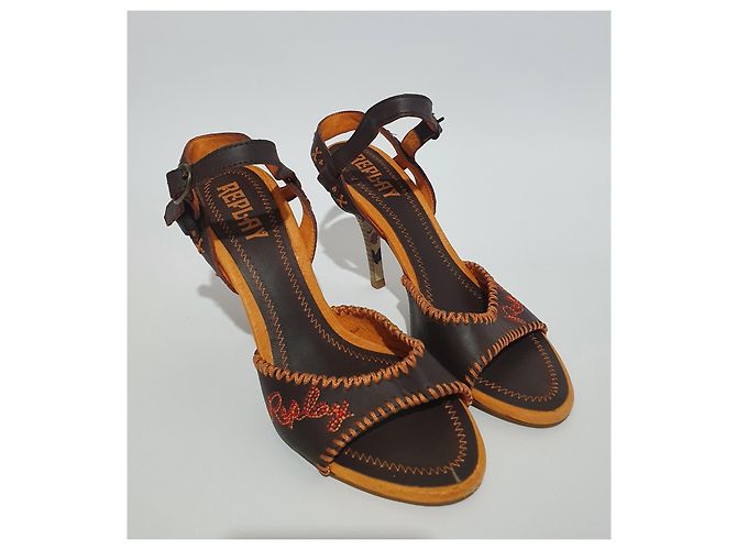 Autre Marque Replay Leder Pumps Braun Orange Größe 37 - Ansicht 3