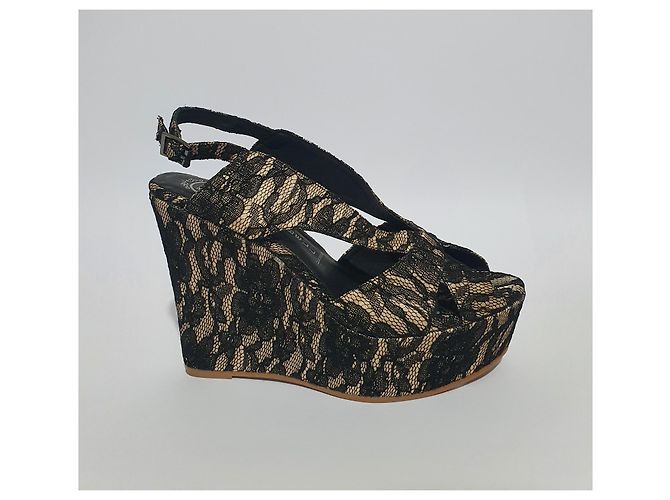 Sandali con plateau in pizzo Jeffrey Campbell Nero Beige - vista 2