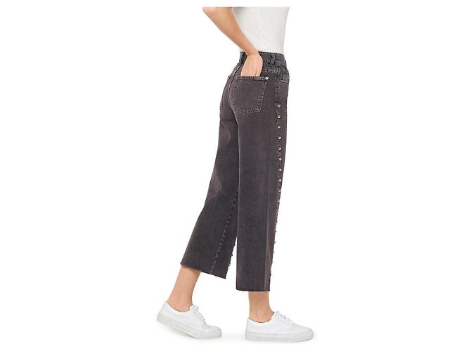 7 For All Mankind Vaqueros culotte con tachuelas de Marnie Ousider Negro - vista 3