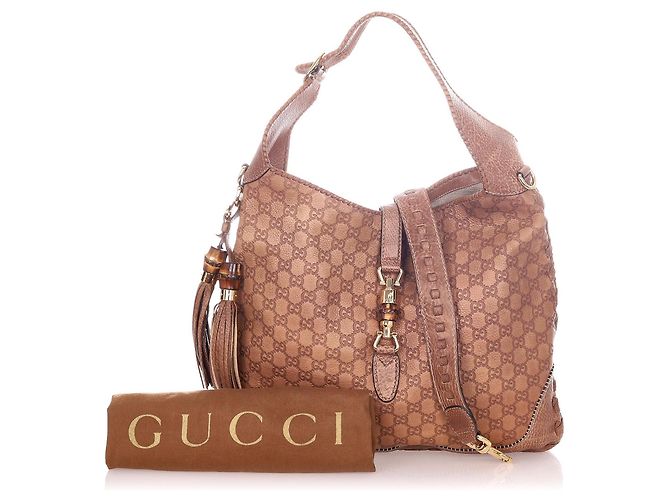 Borsa a tracolla Gucci marrone New Jackie Bamboo - vista 10