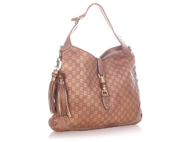 Borsa a tracolla Gucci marrone New Jackie Bamboo - vista 2