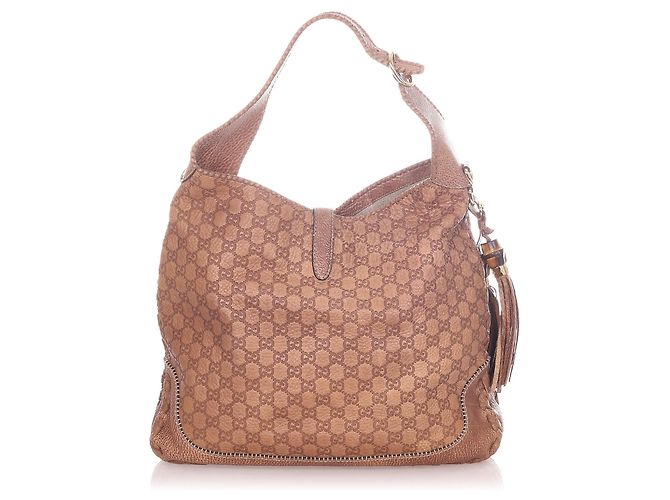 Borsa a tracolla Gucci marrone New Jackie Bamboo - vista 3