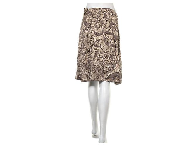 Falda de seda Maliparmi marrón Castaño Multicolor - vista 2