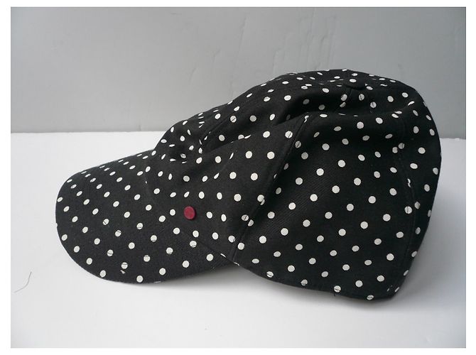 MAISON MICHEL New berretto nero con pois bianchi cotone TL - vista 2