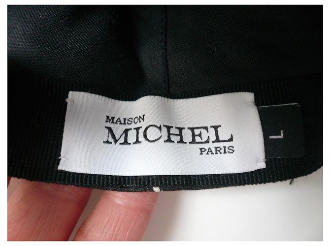 MAISON MICHEL New berretto nero con pois bianchi cotone TL - vista 5