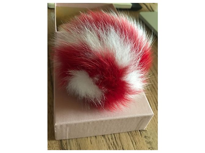 Portachiavi Miu Miu in pelliccia a righe rosse e bianche Bianco Rosso - vista 4
