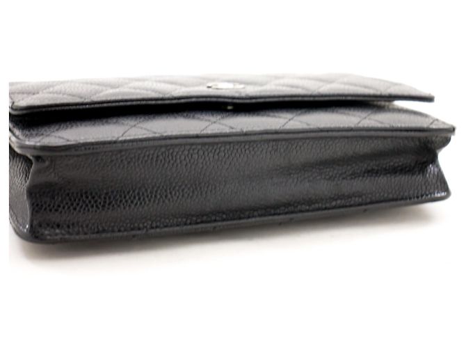 Wallet On Chain CHANEL Portafoglio con caviale su catena WOC Borsa a tracolla nera con tracolla Nero - vista 4