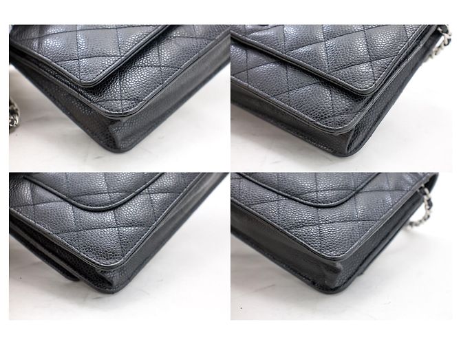 Wallet On Chain CHANEL Portafoglio con caviale su catena WOC Borsa a tracolla nera con tracolla Nero - vista 6