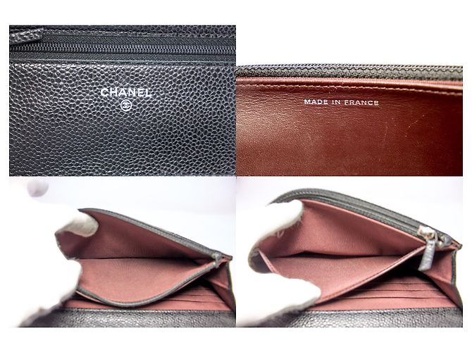 Wallet On Chain CHANEL Portafoglio con caviale su catena WOC Borsa a tracolla nera con tracolla Nero - vista 8