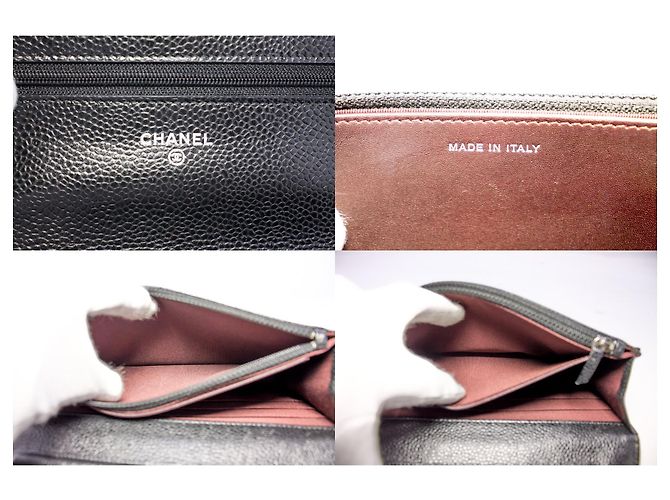 Wallet On Chain CHANEL Portafoglio con caviale su catena WOC Borsa a tracolla nera con tracolla Nero - vista 8
