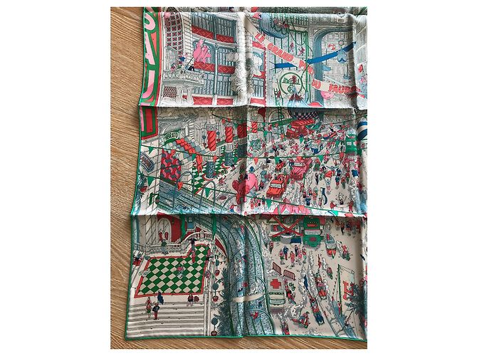 Hermès Hermes Square 90 cm Grand Prix du Faubourg Blu - vista 3